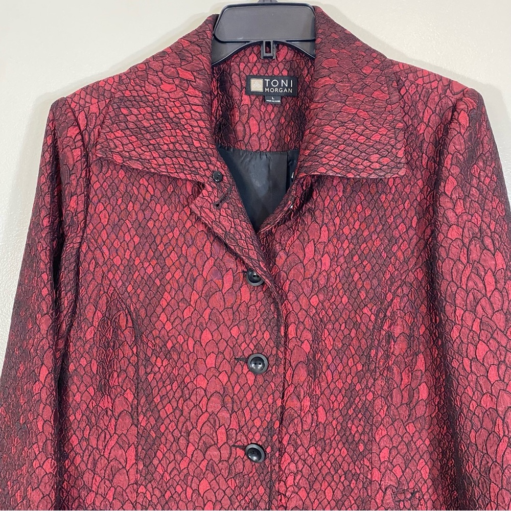 Toni Morgan Jacket, Large, Button Front, Red Snak… - image 2